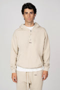 Hooded Quarter Zip Sweatshirt in Panna