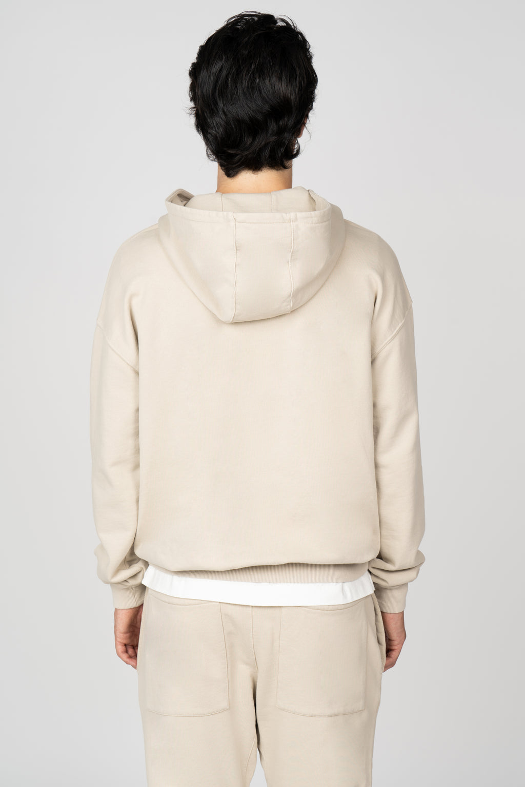Hooded Quarter Zip Sweatshirt in Panna