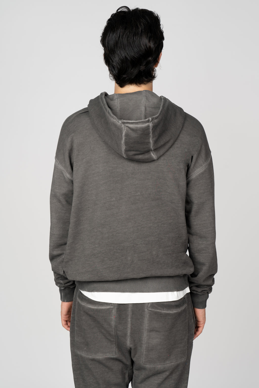Hooded Quarter Zip Sweatshirt in Grigio