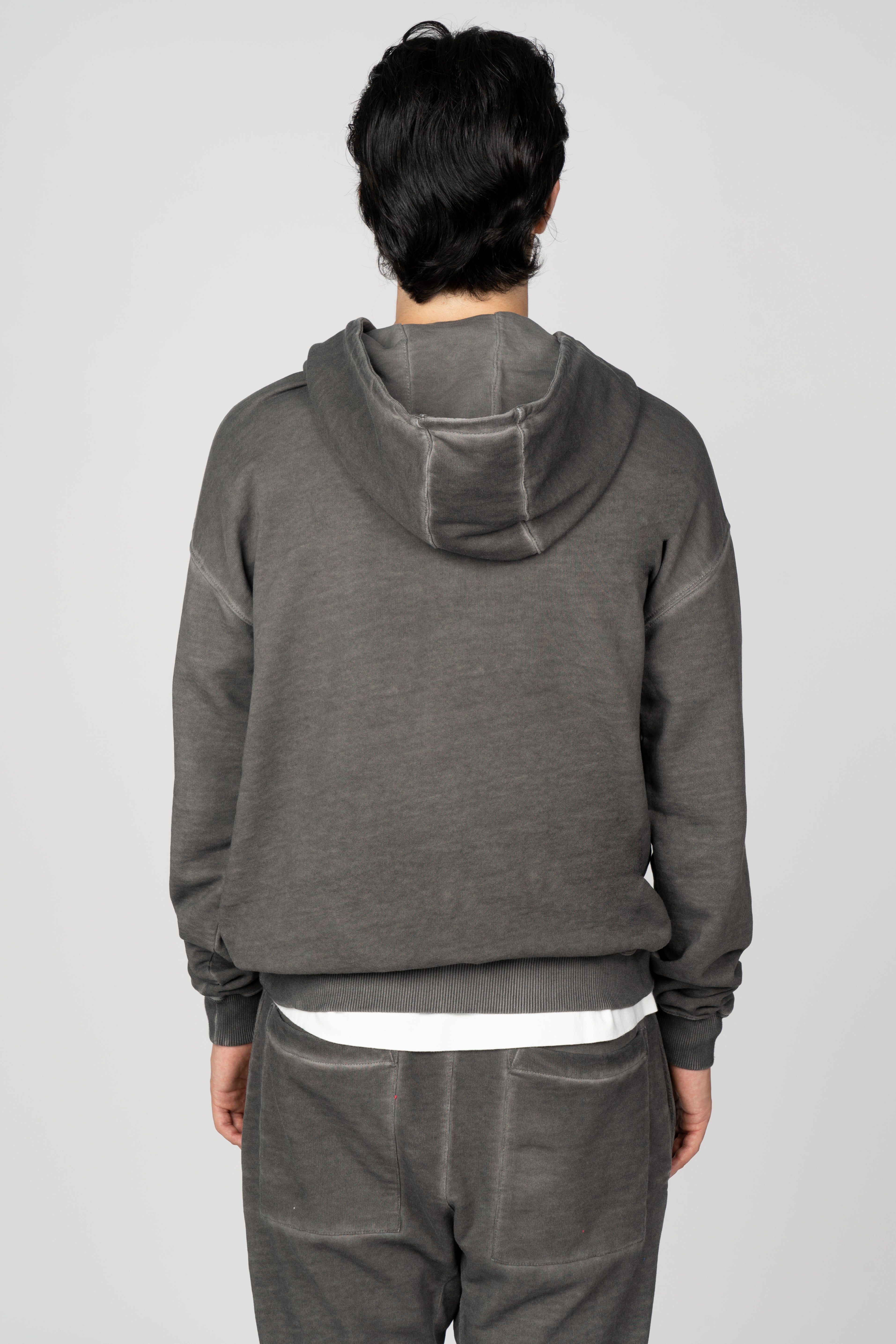 Hooded Quarter Zip Sweatshirt in Grigio