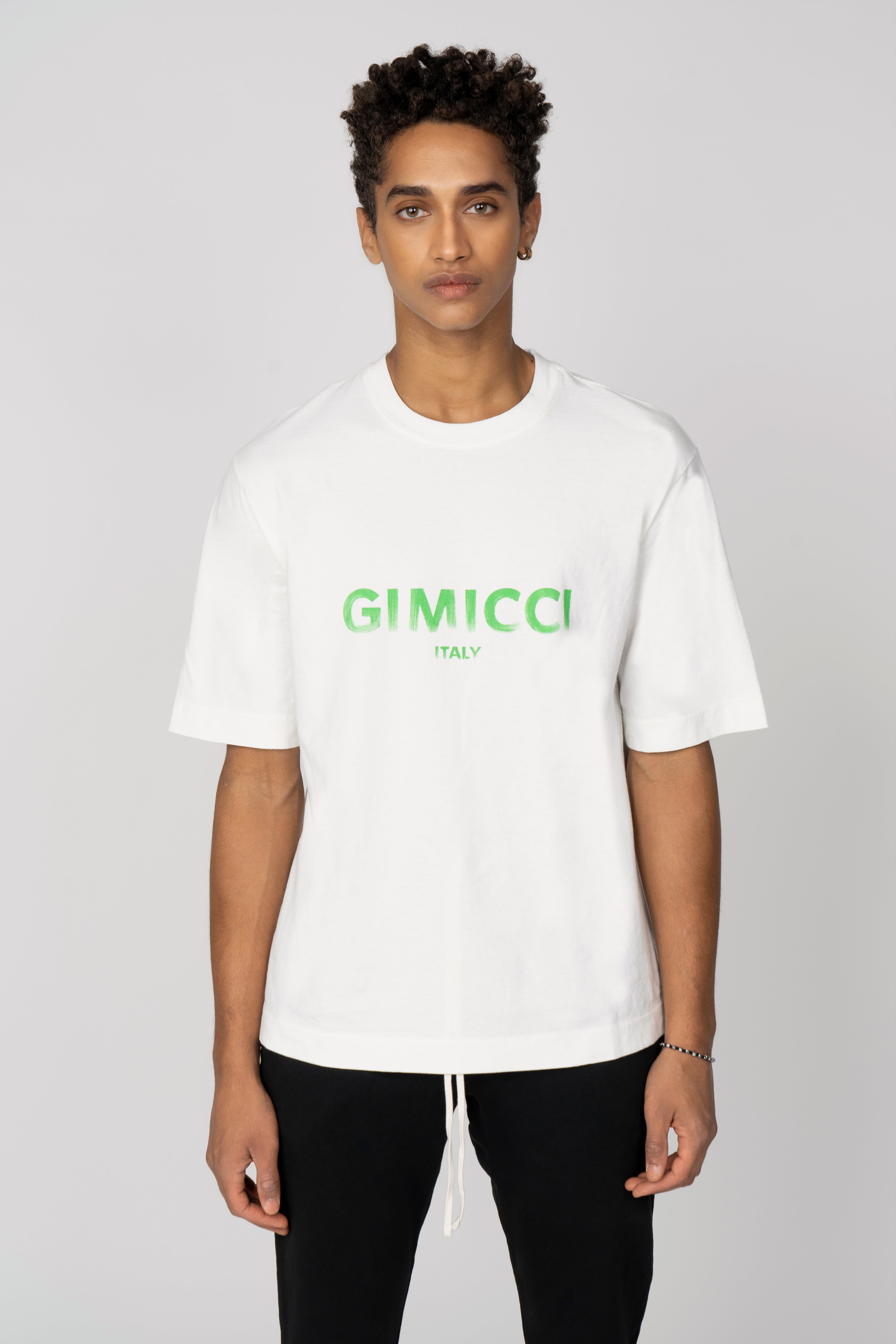 Oversize Fit, Large Logo T Shirt, Bianco / Green