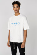 Oversize Fit, Large Logo T Shirt, Bianco / Blue