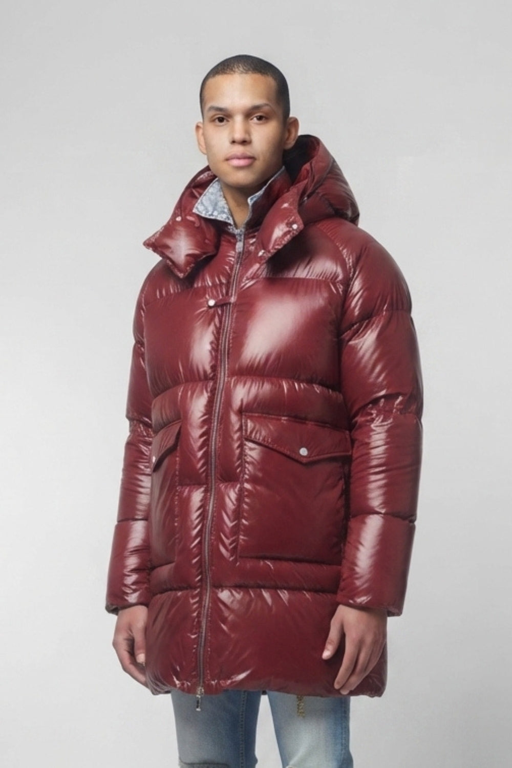 Down Parka in Rosso Scuro