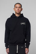 Hooded Sweatshirt with Chain Stitch Logo in Nero